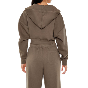 Sweat à capuche oversize pour femme en toile de coton respirante de haute qualité, avec logo personnalisé brodé ou imprimé sur le devant - Product Image 2