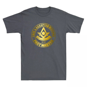 เสื้อยืดฟรีเมสันสั่งทำคุณภาพสูง รุ่นใหม่ลิมิเต็ด 'We Meet Upon the Level' แขนสั้น ผลิตจากโพลีเอสเตอร์/คอตตอน - Product Image 5