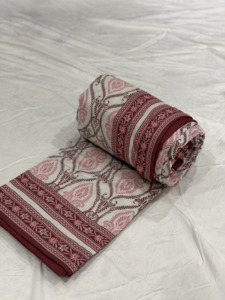 Pure Malmal Dohar Fabric Pink Brown Leaf Paisley Print Soft Mulmul Cotton Fabric for Summer <b>Bedding</b> - Product Image 1