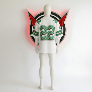 Maillot de football américain personnalisé 100 % polyester respirant en maille, style streetwear pour homme, coupe oversize, haut de sport tendance, col en V - Product Image 2
