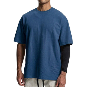 Camiseta de Verano al por Mayor con Logotipo Personalizado, Moderna, de Manga Corta, Holgada, Tejida, 100% Algodón, Lavada al Ácido, Estilo Vintage para Hombre - Product Image 5