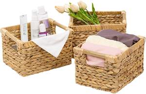 Cesta rectangular de alta calidad para almacenamiento de agua, canasta tejida a mano con mango de madera de Vietnam, venta al por mayor - Product Image 2