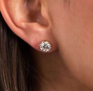 Pendientes de Diamantes Cultivados en Laboratorio de Corte de Lujo, Chapados en Oro de 9k, Corona de Oro Original de 6 Puntas, Joyería Fina de Boda para Mujer - Product Image 1