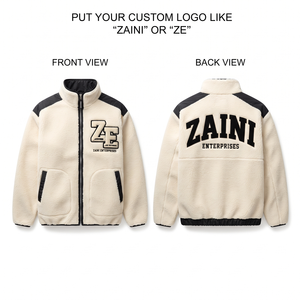 Premium Thin Polar Fleece <b>Jacket</b> 240g Soft Sherpa for Black Shoulder Panel Embossed Stand Collar Full Zip - Product Image 1