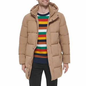Men's Long Hooded Puffer Jacket Windproof <b>Thick</b> <b>Winter</b> <b>Coat</b> Solid Color Casual Button Closure Regular Fit - Product Image 5