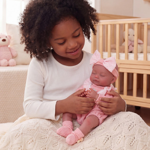 Muñecas Bebés <span class=keywords><strong>Reborn</strong></span> de Silicona Completa Liors de 16 Pulgadas, Niña Dormida con <span class=keywords><strong>Ojos</strong></span> <span class=keywords><strong>Cerrados</strong></span>, Realista, Afroamericana, OEM - Product Image 5