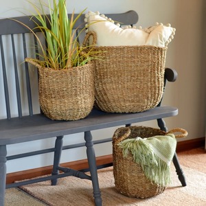 ชุดตะกร้าหวายทรงกลม 3 ใบ สำหรับใช้ภายในอาคาร ตะกร้าเก็บของทำมือ ขายส่ง เป็นมิตรกับสิ่งแวดล้อม ผลิตในเวียดนาม - Product Image 3