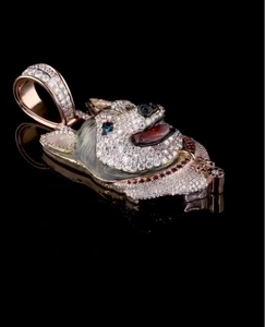 Pendentif pour chien en moissanite couleur or rose, breloque animale, bijou pour animal de compagnie en zircone cubique, pendentif de collier en émail - Product Image 3