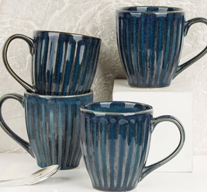 Mug à café en céramique rose, couleur unie, design côtelé, compatible micro-ondes, compatible lave-vaisselle, usage domestique, style minimaliste - Product Image 2