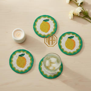 Handmade Eco-Friendly Bohemian Round Glass <b>Coasters</b> with Beaded Designs for Table Decoration - Product Image 5