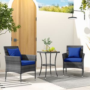 Set di mobili da giardino in 3 pezzi con sedie imbottite e tavolino da caffè in vetro temperato - Product Image 3