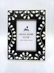 Modern Luxury Bone Inlay Adjustable Customizable Color Photo Frame Hand Carved with <b>White</b> <b>Strips</b> for Table Decor - Product Image 2