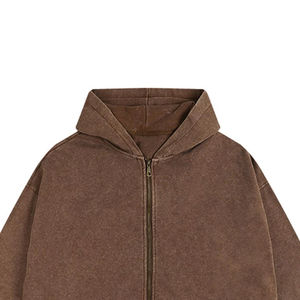 Sudadera Profesional de Invierno para Hombre, Lavado Ácido, Cremallera Completa, Felpa Francesa, 100% Algodón, Ecológica, Impermeable, Estilo Vintage, Lisa, Oversize - Product Image 3