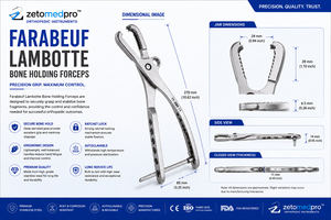คีมจับกระดูก FARABEUF LAMBOTTE ปรับความยาวได้ด้วยมือ 10 นิ้ว/25.4 ซม. ได้รับการรับรองมาตรฐาน CE เครื่องมือผ่าตัดกระดูกและข้อ - Product Image 6