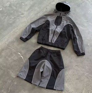 Conjunto de Chaqueta y Pantalones Deportivos Personalizados para Invierno, con Capucha, Ligeros, con Diseño de Parches, Cortavientos, de Poliéster y Nailon, para Senderismo y Actividades al Aire Libre - Product Image 1