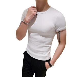 Camiseta informal de talla grande 4XL-M para hombre coreano, Camiseta ajustada de verano de manga corta, 7 colores sólidos, camiseta de poliéster/algodón - Product Image 4