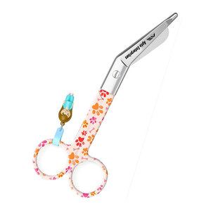 Ciseaux à bec de canard manuels en acier inoxydable avec motif de pattes de chien orange pour des coupes rapides et précises sur les bandages - Product Image 3