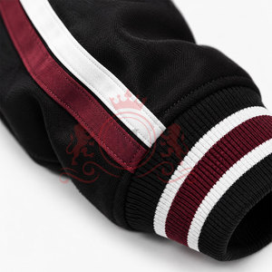 Chaqueta Letterman Negra y Roja de Primera Calidad, Diseño de Rayas en Contraste, Tela Suave, Estilo Casual - Product Image 6