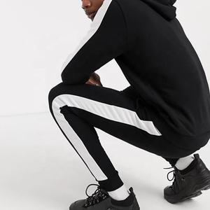 Conjunto de Sudadera con capucha para hombre, chándal de rayas laterales liso personalizado, color negro - Product Image 5