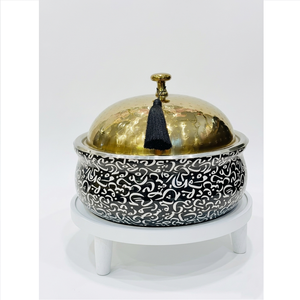 Casserole isotherme classique en acier inoxydable émaillé, motif toile bleue, plat de service pour fondue, pot thermique à double paroi - Product Image 3