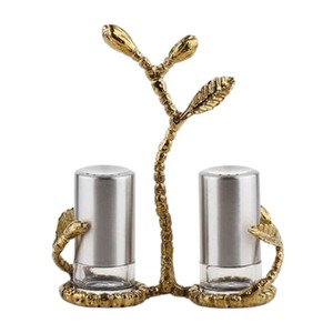 Ensemble élégant de salières et poivrières en métal, contenants à assaisonnements de luxe pour la table, accessoires de cuisine et de salle à manger - Product Image 2