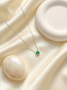 Emerald Pendant 14K White Gold Natural Gemstone Prong <b>Set</b> Pendant May Birthstone Gift For Women Jewelry - Product Image 3