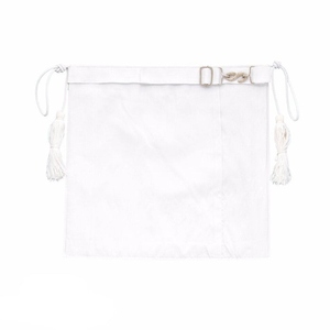 Entered Apprentice Blue Lodge <b>Apron</b> All <b>White</b> Leather with Cords Premium Masonic Regalia Adjustable Belt Ceremonial Regalia - Product Image 2
