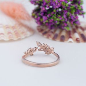 Leaf Shape <b>Adjustable</b> Open Rose Gold Plated 925 <b>Sterling</b> <b>Silver</b> Diamond Knuckle Finger <b>Rings</b> Fashion Jewelry for Women - Product Image 3