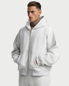 Sudadera con capucha extragrande plateada personalizada para hombre, de algodón grueso con forro polar, de alta calidad, estilo casual urbano. - Product Image 5
