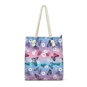 Colorful Butterfly Pattern Women Handbag Print on Demand Dropship <b>Beach</b> Shoulder <b>Bag</b> <b>Lightweight</b> Durable Rope Tote <b>Bag</b> for Girl - Product Image 4