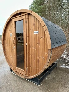 Sauna à charbon de bois de style nordique, cabine de sauna <span class=keywords><strong>extérieure</strong></span> en bois massif avec poêle intégré, finition moderne pour la maison et le jardin - Product Image 1