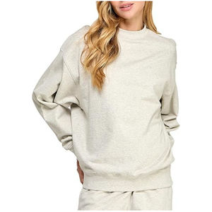 Pakistan Manufacturer <b>Mock</b> <b>Neck</b> Sweatshirts Drop Shoulder <b>Top</b> Quality Breathable 100% Cotton Casual Wear Sweatshirts For Women - Product Image 4