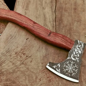 Hache artisanale de qualité industrielle haute performance avec design celtique, lame en acier forgé, manche en bois, pour la survie - Product Image 5