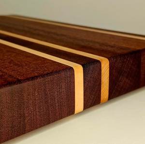 Rectangular <b>Wooden</b> Chopping <b>Block</b> With Light Wood Inlay Anti-Slip Surface Kitchen Minimalist Design Thick Cutting Chopping Board - Product Image 1