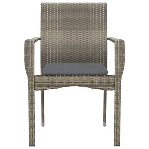Poly Rattan 4 pezzi Set di sedie da giardino in grigio con comodi cuscini per l'arredamento del giardino - Product Image 5