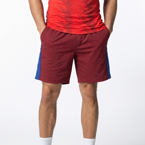 Ensemble de maillot de football unisexe personnalisé rouge col en V avec accents bleus, manches courtes, évacuation de l'humidité, taille élastique, toutes saisons - Product Image 4