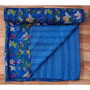 Handmade Vintage High-quality 100% Cotton Kantha <b>Quilts</b> <b>Throw</b> Printed Hand Block Print Adults Kuldeep Handicraft for Home Hotel - Product Image 5