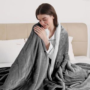 <b>Super</b> <b>Soft</b> Flannel Sherpa Heated <b>Throw</b> Blanket Electric 5 Heating Levels 4 Hours Auto Off Fast Heating - Product Image 1
