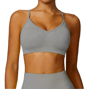 Soutien-gorge de sport jaune à double bretelles, soutien moyen, pour le yoga et la gym, pour femmes - Product Image 5