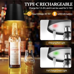Portable Wireless Bottle Lamp Attachment with 5200mAh Rechargeable Battery <b>LED</b> <b>Touch</b> Control 3 <b>Light</b> Modes for Bar Restaurant - Product Image 4