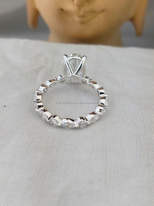 Luxury Round Shape Diamond Ring Yellow Gold Finish with Side <b>Stones</b> Teardrop Design Elegant Wedding Ring for Women Fine Jewelry - Product Image 4