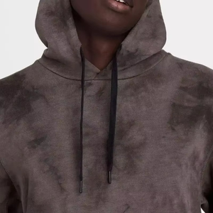 <b>Mens</b> Vintage Tie Dye Oversized Hoodie Charcoal Grey Heavyweight Cotton Fleece Drop Shoulder Streetwear <b>Pullover</b> - Product Image 2