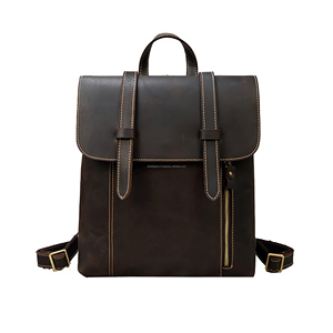 Sac à dos en cuir véritable, style vintage, souple, sangle réglable, fermeture à glissière, unisexe, multifonctionnel, 36-56 litres - Product Image 1