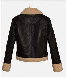 Blouson en cuir pour homme avec col en fausse fourrure et fermeture éclair - Product Image 2