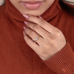 Marquise Diamond Engagement Ring 14K Gold <b>Cluster</b> Ring Minimalist Dainty Bridal Ring Slim Promise Ring Anniversary Gift For Her - Product Image 5