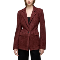 Chaqueta Premium para Mujer, Talla XS, Color Granate, Terciopelo, Piel de Oveja Genuina, Nylon, Secado Rápido, Invierno, Transpirable, Acabado Elegante, Leathertex