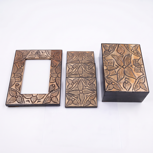 Ensemble de dessous-de-verre géométriques en os incrusté et bois à motif damier, faits à la main, personnalisés OEM/ODM, avec cadre photo et boîtes de rangement pour la décoration intérieure - Product Image 2