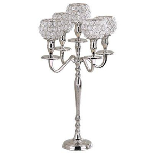 Candelabro de cristal con cuentas, elegante portavelas de metal plateado para centro de mesa de boda, decoración navideña para el hogar, artículos para fiestas - Product Image 5