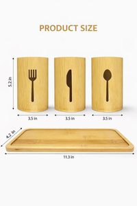 Bamboo Cutlery Organizer Set with Base - Product Image 2