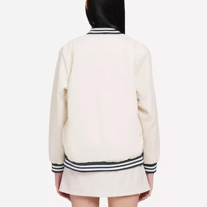 Chaqueta Universitaria de Invierno para Mujer, Diseño Clásico con Letras Bordadas, Cuello Alto, de Lana/Poliéster, Secado Rápido, Elegante - Product Image 2